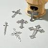 6Pcs 6 Styles Tibetan Style Alloy Cross Pendants FIND-FS0002-57-9