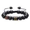 Natural Black Agate & Tiger Eye Round Beaded Adjustable Bracelets HL8029-8-1
