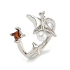 Star Zinc Alloy Rhinestone Open Cuff Ring LS-RJEW-Z048-02P-01-1