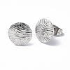 Non-Tarnish 304 Stainless Steel Textured Flat Round Stud Earrings for Women EJEW-F300-02P-1