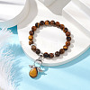 Natural Tiger Eye Stretch Bracelets with Angel Charms BJEW-JB11046-01-2