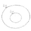 1 Set Brass Heart Link Chain Bracelet & Necklace SJEW-TA0001-05-3