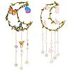 2Pcs 2 Styles Iron & Acrylic & Imitation Leather Suncatchers HJEW-OC00260-1