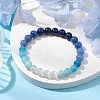 8mm Round Cat Eye & Natural Lapis Lazuli & Blue Aventurine & Dyed Crackle Agate Beaded Stretch Bracelets BJEW-TA00514-02-2