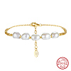 925 Sterling Silver Square & Natural Pearl Beaded Bracelets BJEW-Z025-07G-1