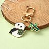 Panda Alloy Enamel Pendant Decorations HJEW-YW00020-01-1