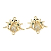Brass Micro Pave Clear and Green Cubic Zirconia Ladybird Links KK-L256-33G-1