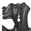 Natural Larimar Chip & Natural Keshi Pearl Dangle Earrings EJEW-JE07445-02-2
