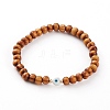 Natural Wood Beads Stretch Bracelets BJEW-JB05848-01-1