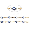 Enamel Flat Round with Evil Eye Link Chains CHS-G021-01G-03-2