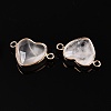 Natural Quartz Crystal Love Heart Pendants G-T138-205C-G-2