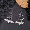 304 Stainless Steel Bat Pendants Dangle Earrings EJEW-TA00452-2