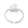 Non-Tarnish Kittens and Puppies 304 Stainless Steel Cuff Ring for Women RJEW-B035-09P-3