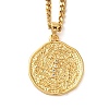 Brass Clear Cubic Zirconia Curb Chain Constellation Pendant Medal Necklaces for Women NJEW-U010-01G-08-1