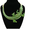 Halloween Crocodile Zinc Alloy Olivine Rhinestone Bib Necklaces for Women FS-WGFFF11-01-1