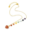 Chakra Natural Red Aventurine Heart Pendant Brass Cable Chain Necklaces for Women NJEW-JN06267-01-3