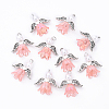 10Pcs Acrylic & Imitation Pearl Flower Angel Pendants PALLOY-YW00055-07-1