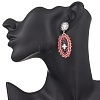 Cross Oval Glass Seed Bead Woven Stud Earrings EJEW-MZ00595-01-3