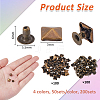 200Sets 4 Colors Brass with Iron Flat Square Rivets FIND-FH0011-33B-2