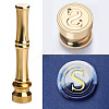 Golden Tone Brass Wax Seal Stamp Head with Bamboo Stick Shaped Handle STAM-K001-05G-S-1