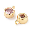 Brass Micro Pave Cubic Zirconia Charms KK-C051-38G-04-2