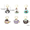 Cat Alloy Enamel Pendant Locking Stitch Markers HJEW-YW00021-3