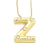 Brass & Plastic Pearl Letter Pandent Box Chain Necklaces for Women NJEW-U017-01G-26-1