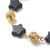 Star Synthetic Blue Goldstone Link Bracelets BJEW-JB08751-2