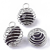 Iron Wrap-around Spiral Bead Cage Pendants IFIN-R239-04P-1
