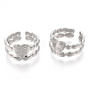 Non-Tarnish 304 Stainless Steel Heart Cuff Rings RJEW-N038-117P-2