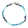 Natural Lapis Lazuli & & Synthetic Turquoise & Natural White Jade Necklaces NJEW-JN06630-3