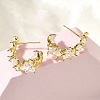 Star Brass Micro Pave Clear Cubic Zirconia Stud Earrings EJEW-R018-02G-1