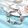 Synthetic Turquoise & Natural Shell Braided Bead Bracelets BJEW-TA00417-2