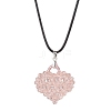 3Pcs 3 Colors Electroplated Glass Beaded Heart Pendant Black Waxed Cotton Cord Necklaces for Women NJEW-MZ00120-3