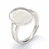 Adjustable Rhodium Plated 925 Sterling Silver Finger Ring Components STER-E061-12P-5