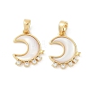 Natural White Shell Moon Pendants KK-U043-23G-02-1