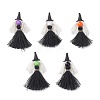 5Pcs 5 Colors Handmade Polycotton(Polyester Cotton) Tassel Pendants PALLOY-JF04236-1