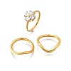 3Pcs 304 Stainless Steel Micro Pave Cubic Zirconia Ring Sets RJEW-S625-01G-7