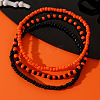 3Pcs 3 Styles Halloween Acrylic Round Beaded Stretch Bracelets Sets for Gift UX7844-4-1