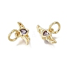 Brass Micro Pave Purple Cubic Zirconia Charms CU-L001-19G-08-2