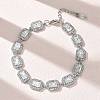 304 Stainless Steel Full Rhinestone Rectangle Link Chain Bracelets SA-CBABBEA-03P-2