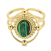 Ion Plating(IP) 304 Stainless Steel Synthetic Malachite Cuff Rings G-Z056-04G-03-2