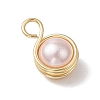 Shell Pearl Round Copper Wire Wrapped Pendants PALLOY-JF03258-5