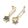 Natural Labradorite Dangle Stud Earrings EJEW-I238-02A-2