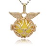 Golden Tone Brass Cage Pendants KK-J213-16G-1