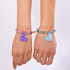 Glass Resin Magnetic Heart Friendship Stretch Bead Bracelet Sets for Women WG24CEB-01-3