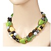 Resin & Wood Beaded Double Layer Beaded Necklaces & Stretch Bracelets & Dangle Earrings Sets FS-WG2B4F2-01-6