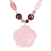 Natural & Synthetic Mixed Stone Flower Pendant Necklaces NJEW-N064-08A-1