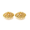 Flower Brass Micro Pave Clear Cubic Zirconia Bead Caps KK-V008-33G-2
