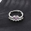 Brass Micro Pave Cubic Zirconia Cuff Open Rings CU-CBA5C10-07P-3